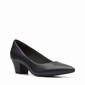 Clarks Women's Teresa Step - Black Leather Gentle Walk On Duty