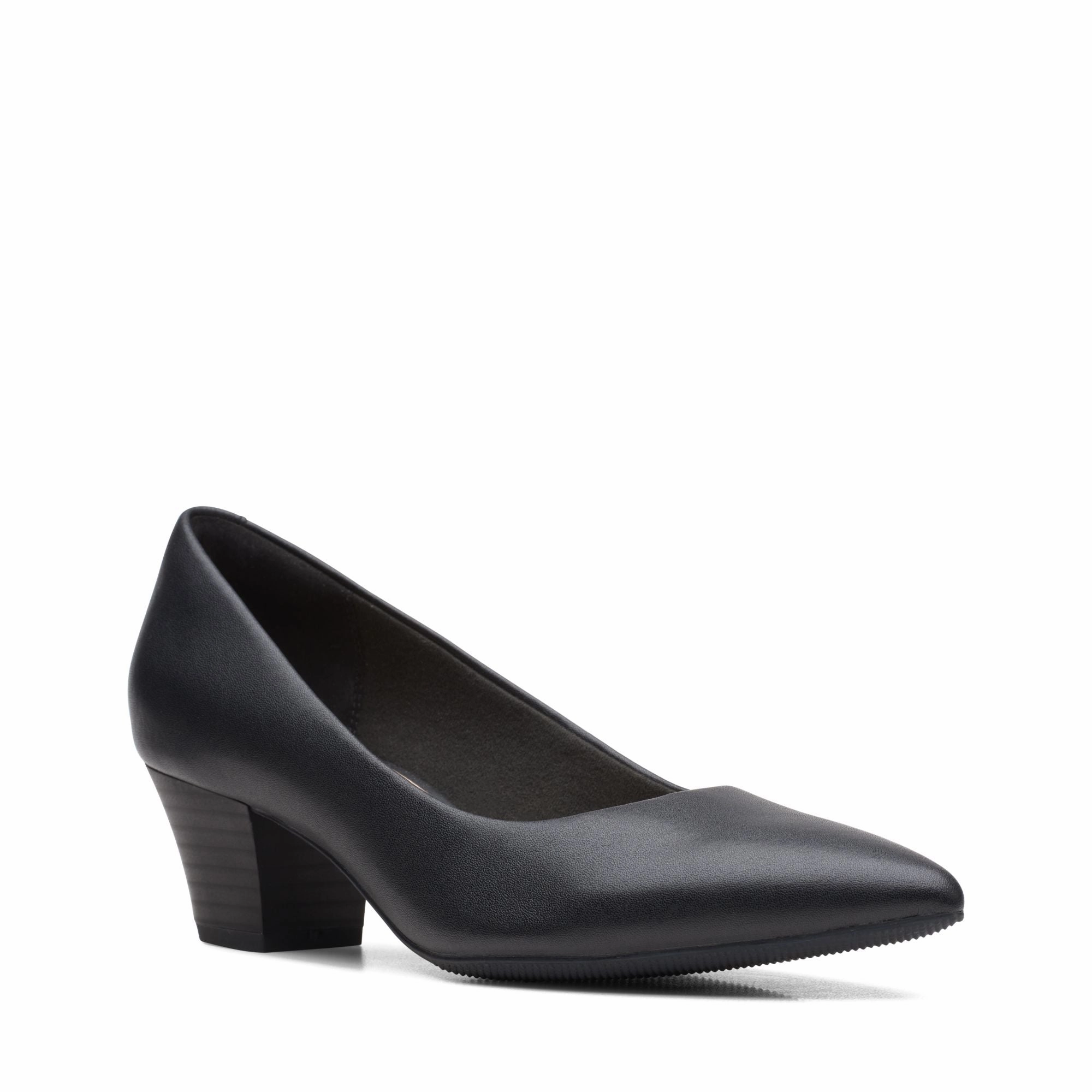 Clarks Women's Teresa Step - Black Leather Gentle Walk On Duty