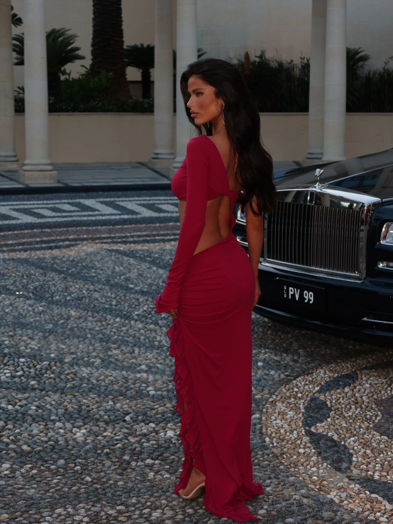 Summer Soft TearResistantFabric ELYSIA MAXI DRESS BURGUNDY