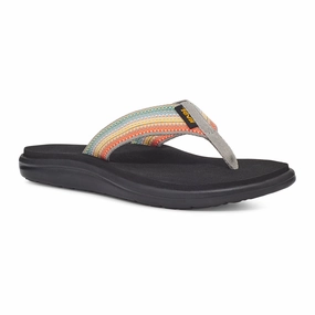 Elastic Strap Firm Step Teva Women's Voya Flip - Antiguous Grey Multi