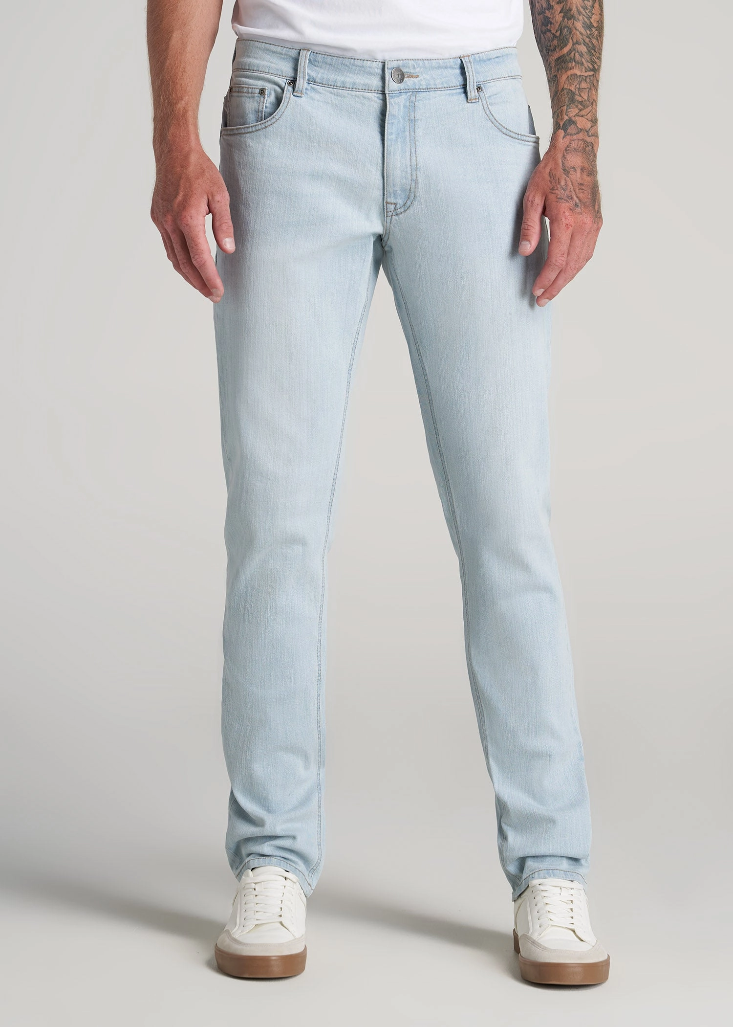 Carman TAPERED Jeans for Tall Men in California Blue Subtle Detail Body Friendly
