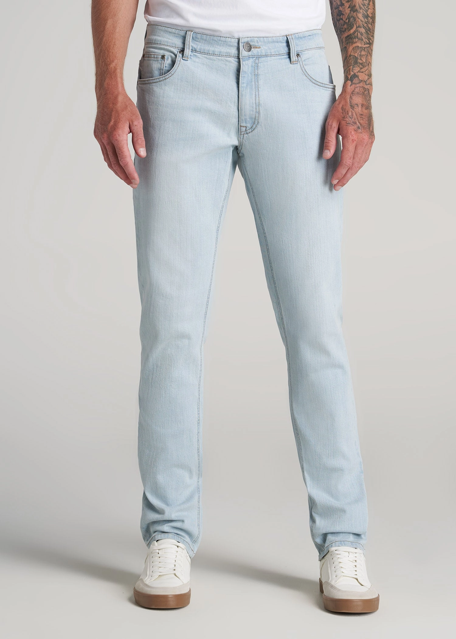 Carman TAPERED Jeans for Tall Men in California Blue Bartack Stitching