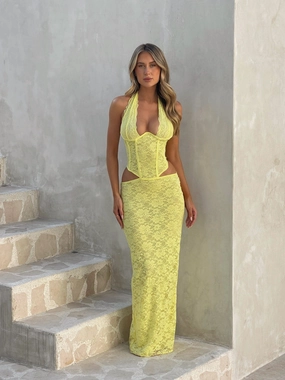 VIDA MAXI DRESS YELLOW Texture Blend