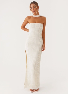 Sleek long-sleeve dress Sadie Maxi Dress - Ivory