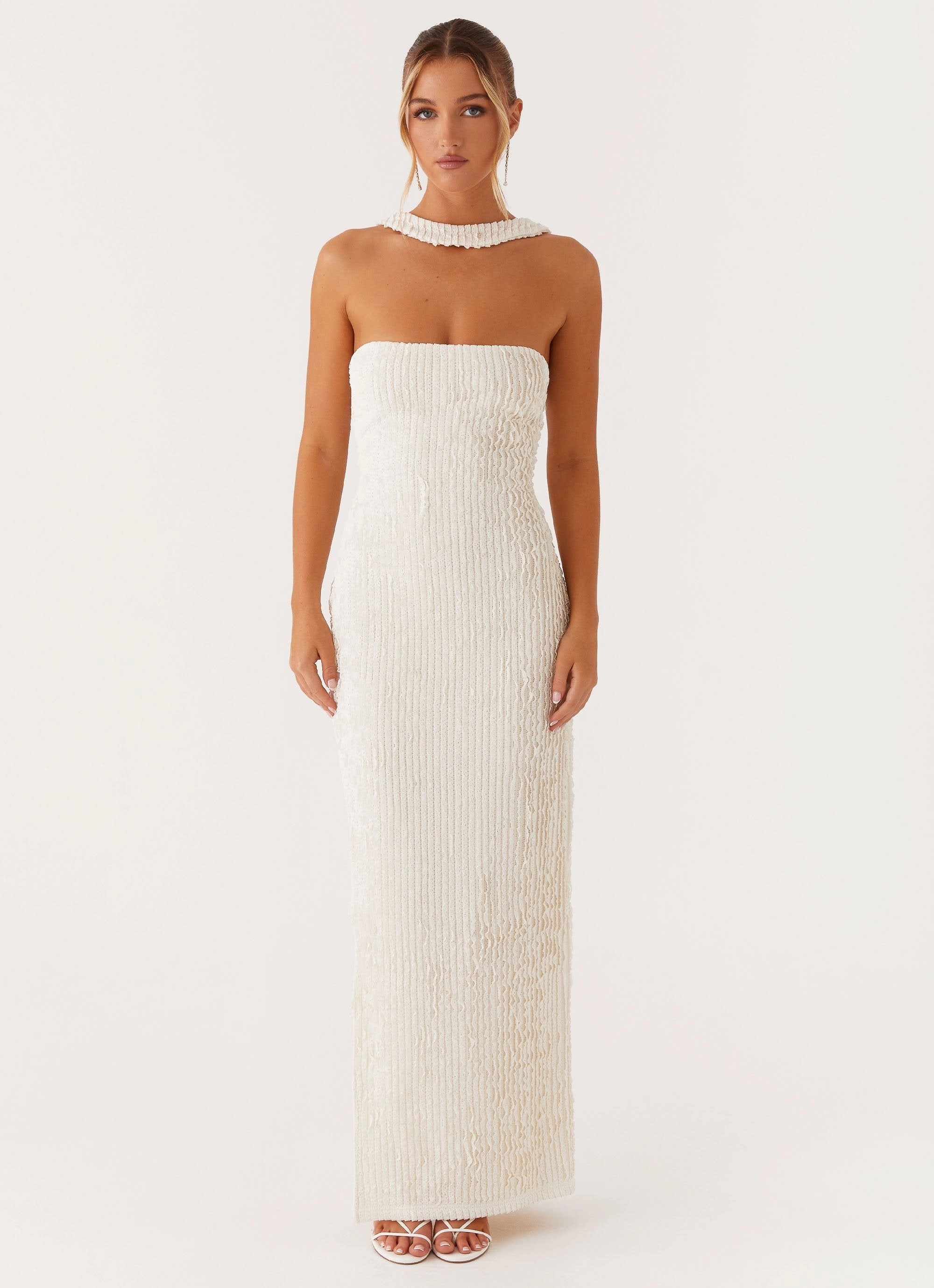Sadie Maxi Dress - Ivory Aura Glow Tonal-Panel