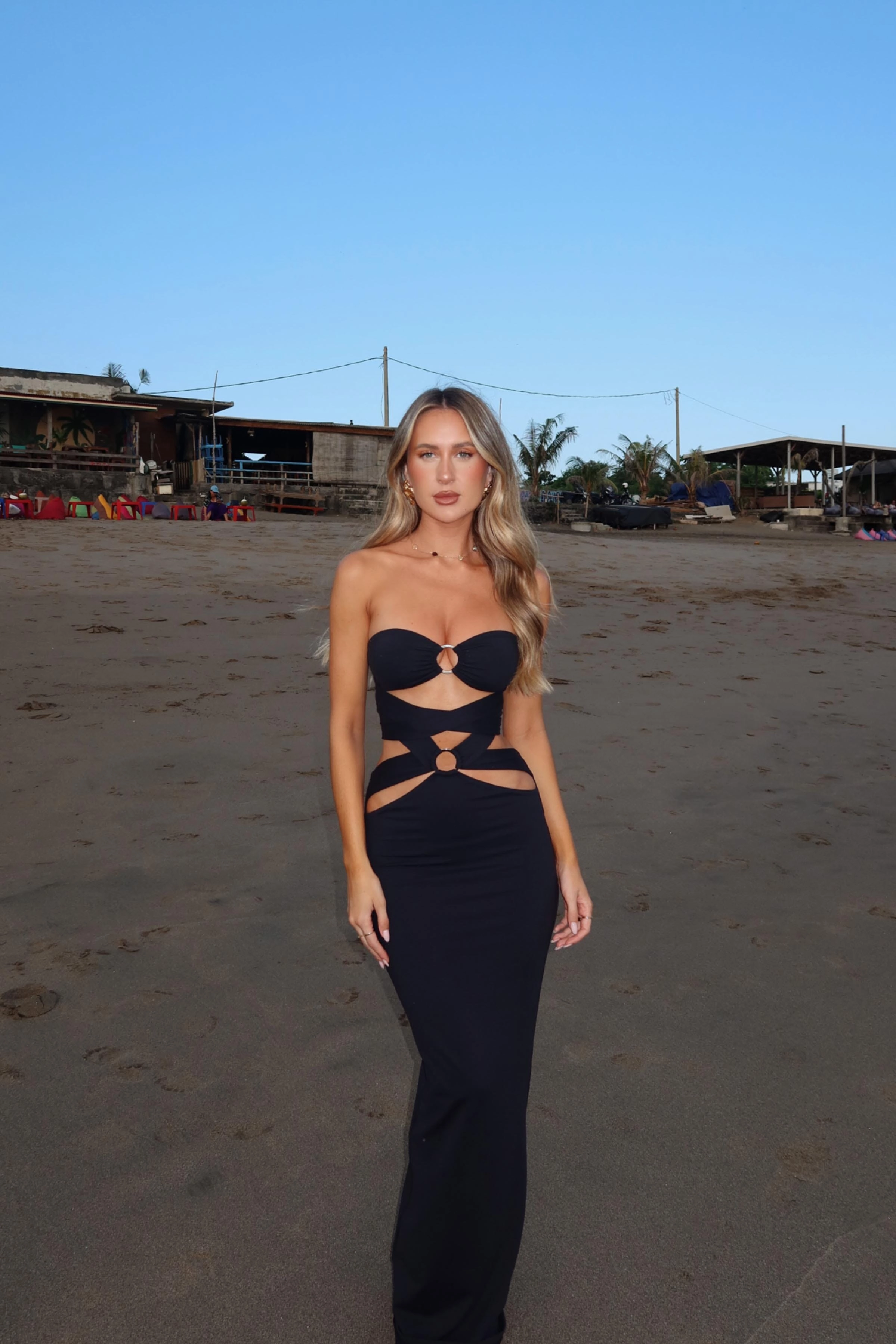 relaxed shape VIORA MAXI DRESS BLACK