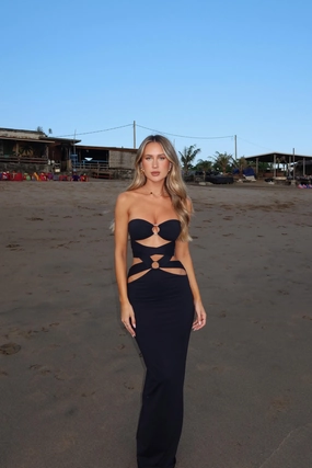 relaxed shape VIORA MAXI DRESS BLACK