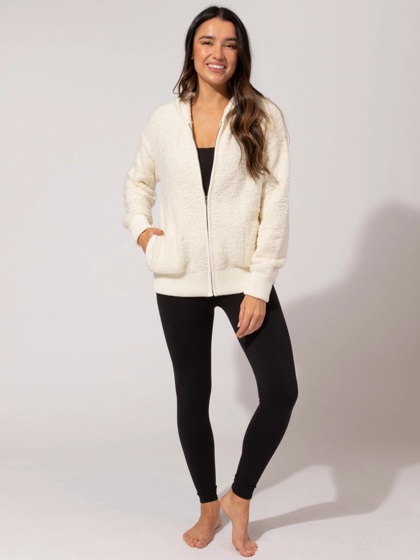 Vivi Boucle Zip Hoodie DoubleLayeredCuffs