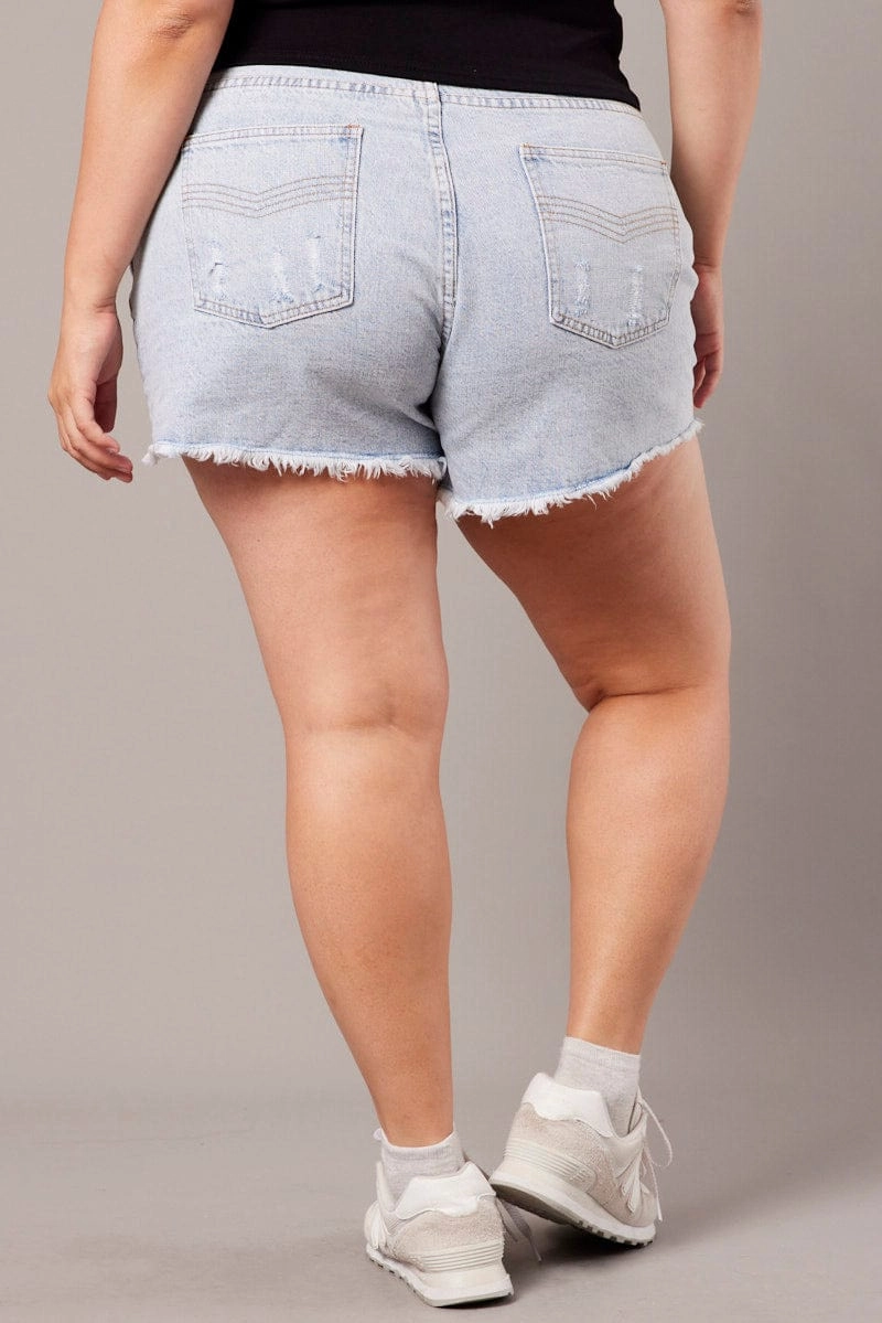Blue Relaxed Shorts High Rise Tagless label