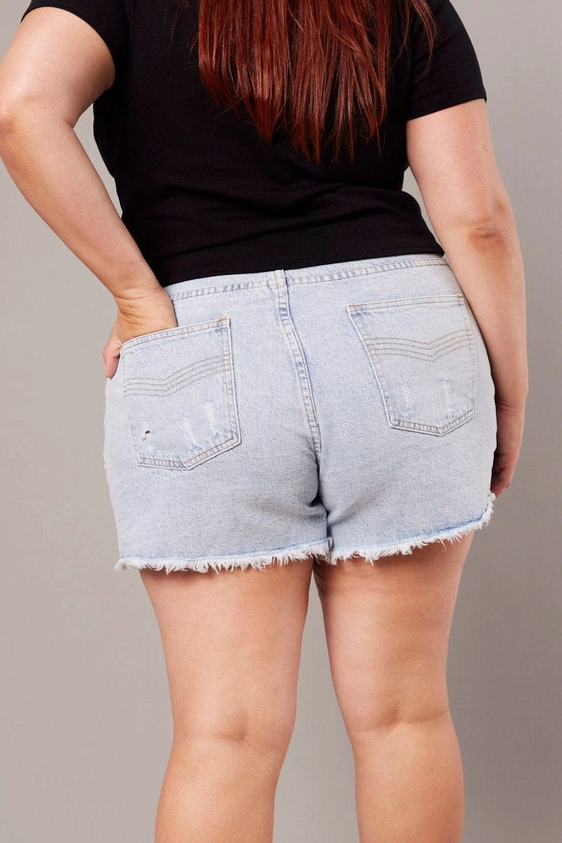 Blue Relaxed Shorts High Rise dance clothing