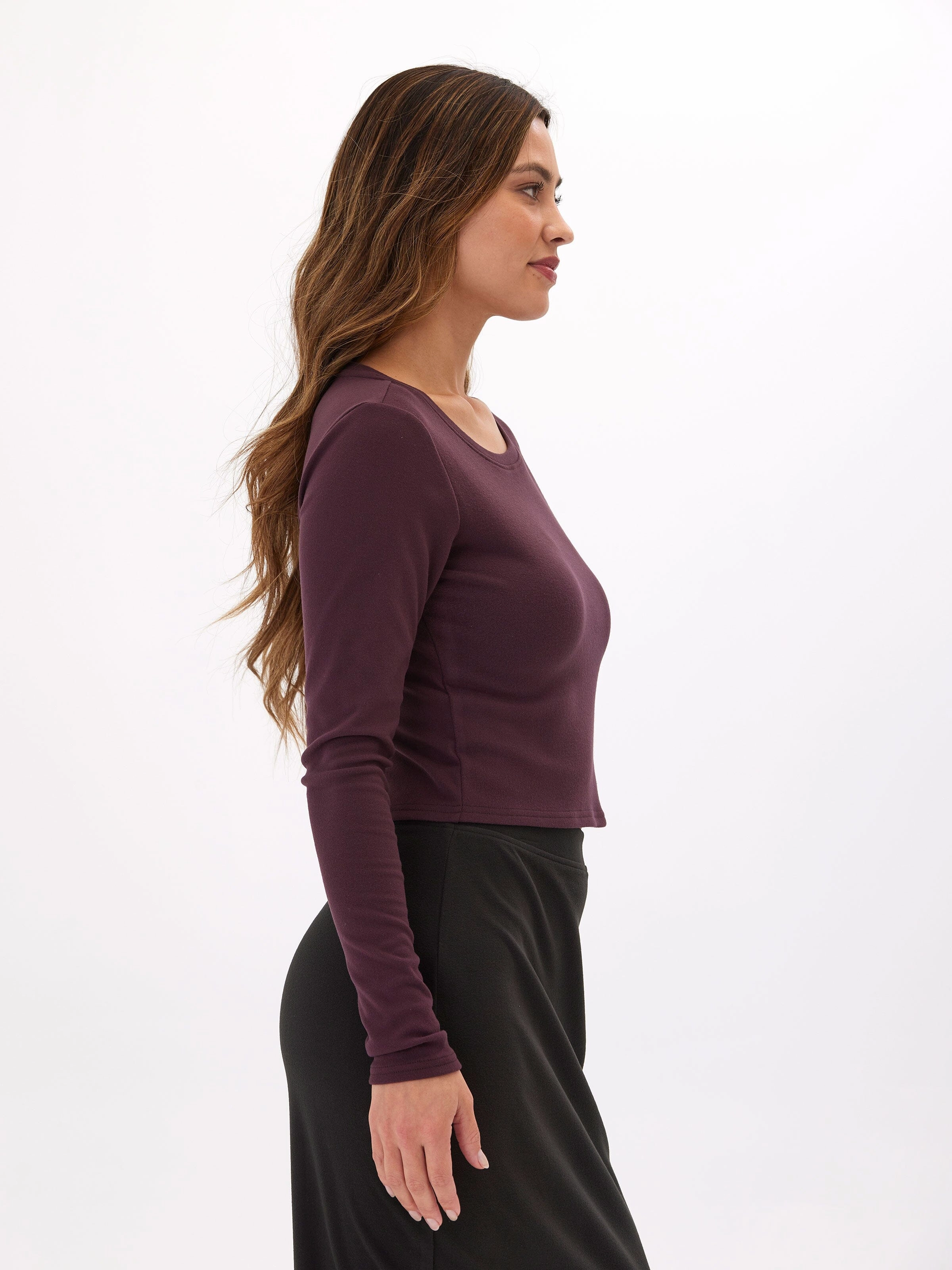 Breathable Lining Ergonomic Articulation Guadalupe Luxe Rib Long Sleeve Crop Tee