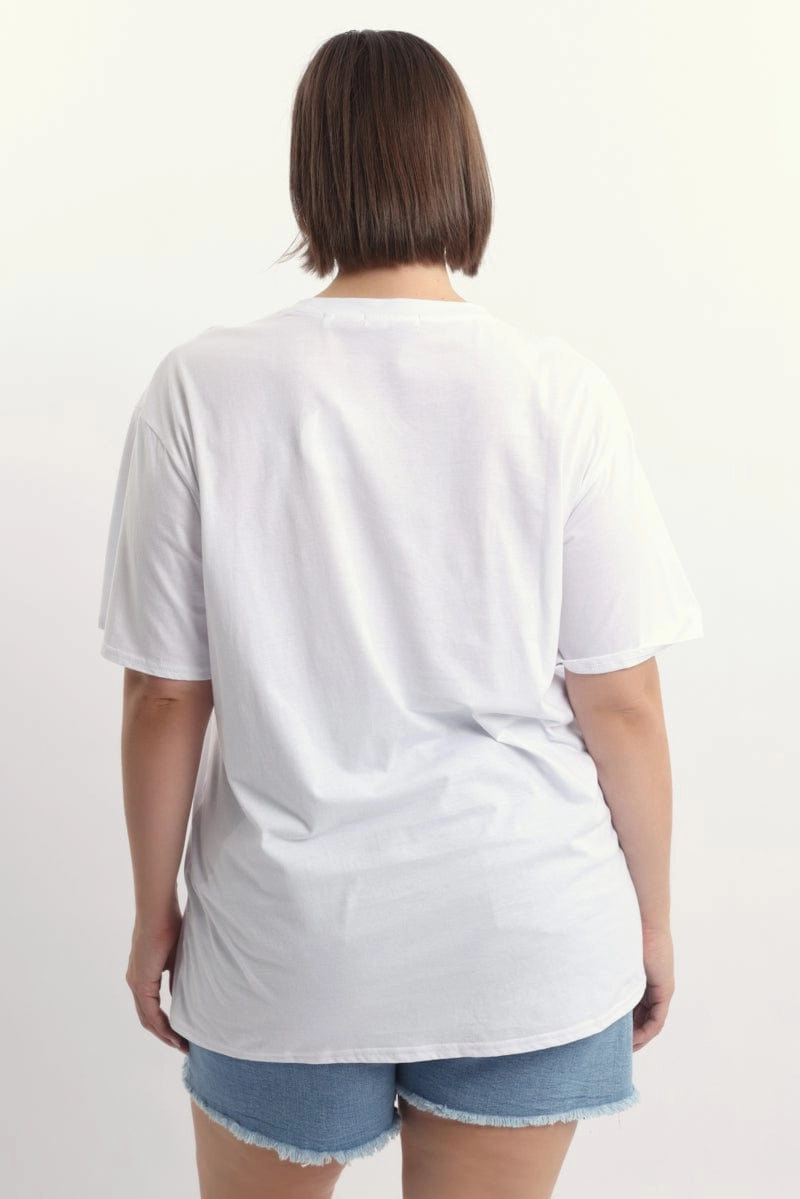 Fade Resistant Coating Light Layers White Graphic T Shirt Short Sleeve Crew Neck