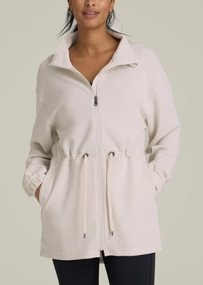 Ski Use Sun Protection Fabric Soft Motion Cinch Waist Jacket for Tall Women in Pearl