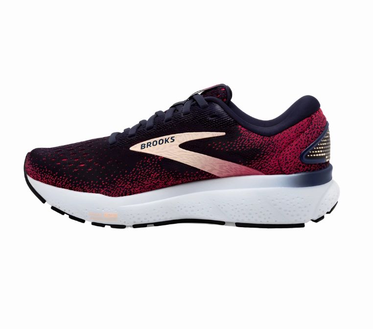 Brooks Women's Ghost 16 Sneaker - Peacoat/Raspberry/Apricot Metal Pop