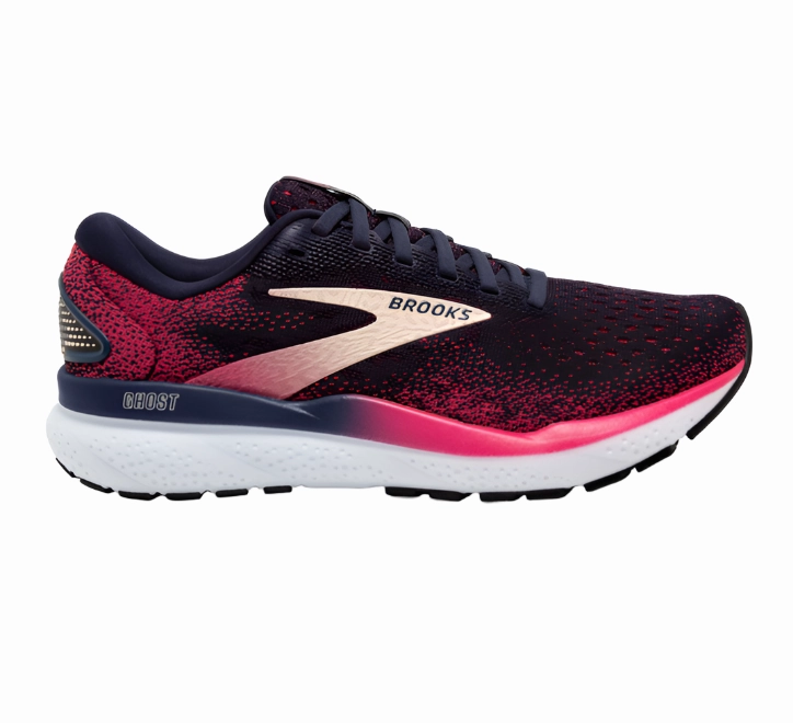 Brooks Women's Ghost 16 Sneaker - Peacoat/Raspberry/Apricot Event Go Road Ready