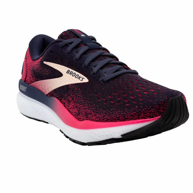 Ad Shoot Dry Feet Brooks Women's Ghost 16 Sneaker - Peacoat/Raspberry/Apricot