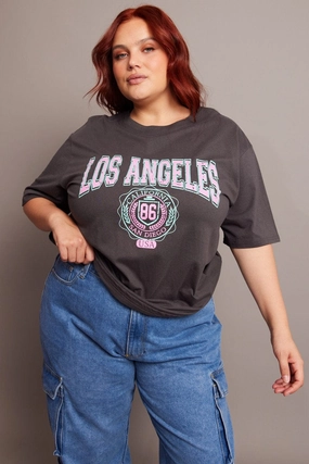 Chafe Free Armhole Grey Graphic T-shirt Short Sleeve Crew Neck