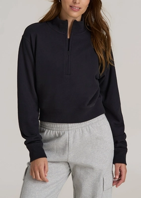 Daily Bold goes with jeans Wearever 2.0 Fleece Half-Zip Cropped Sweatshirt for Tall Women in Black