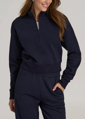 Wearever 2.0 Fleece Half-Zip Cropped Sweatshirt for Tall Women in Evening Blue product couple connection All Day Wear