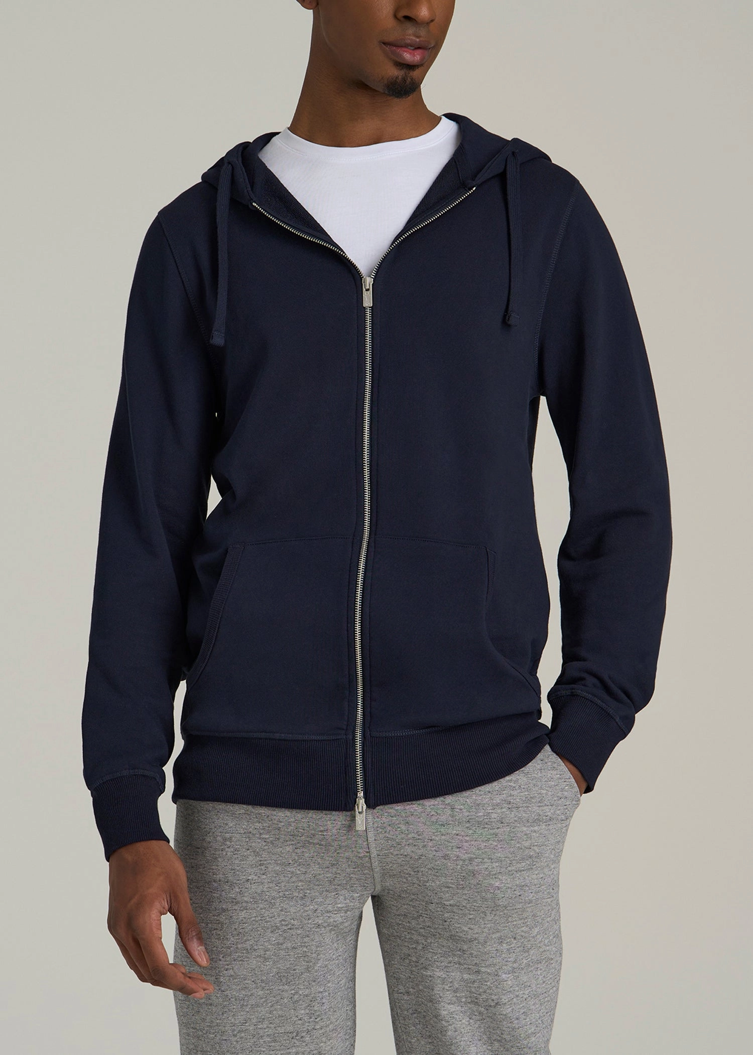 Wearever 2.0 French Terry Full-Zip Hoodie for Tall Men in Evening Blue Cool Vibes