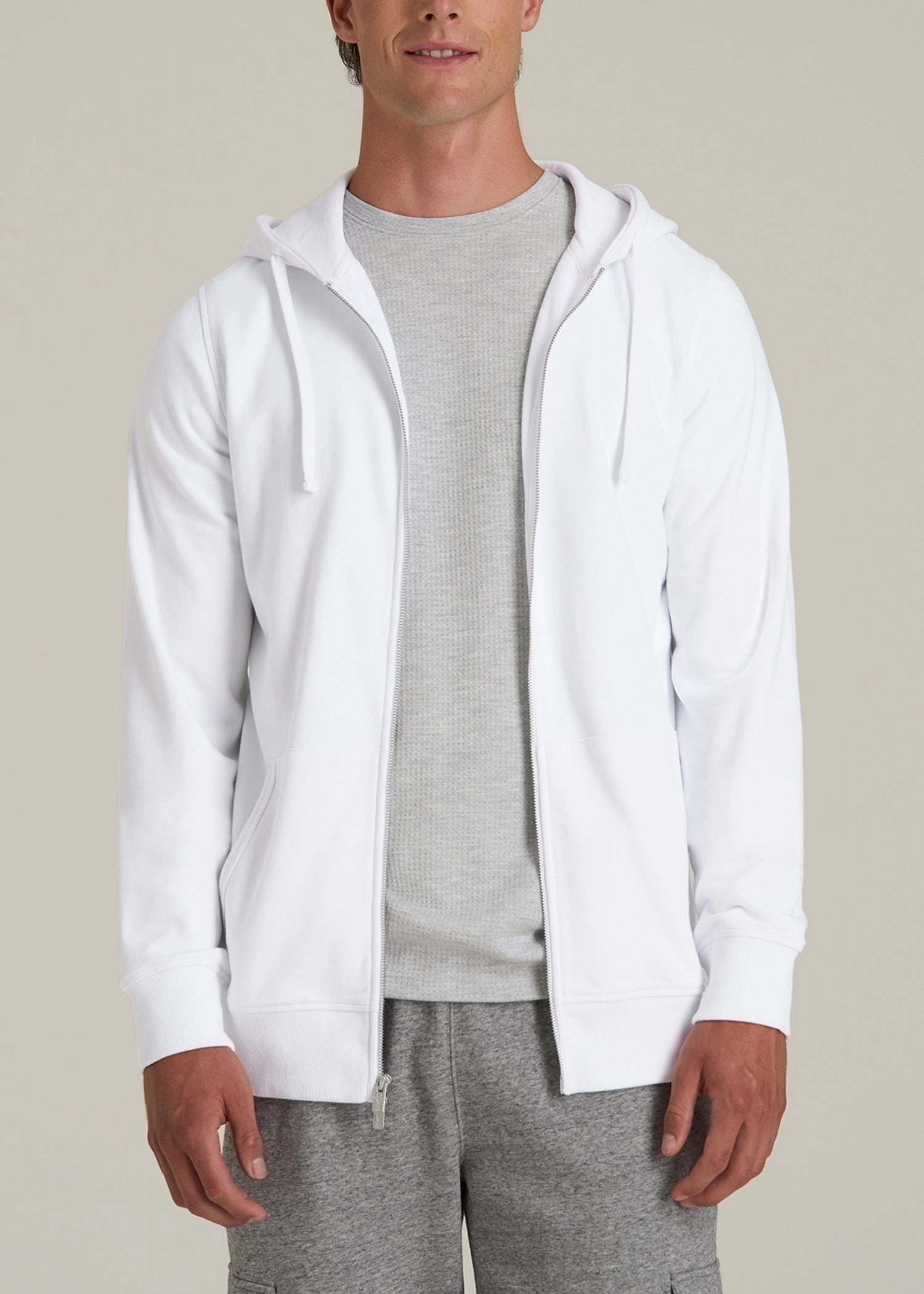 Wearever 2.0 French Terry Full-Zip Hoodie for Tall Men in White Casual apparel