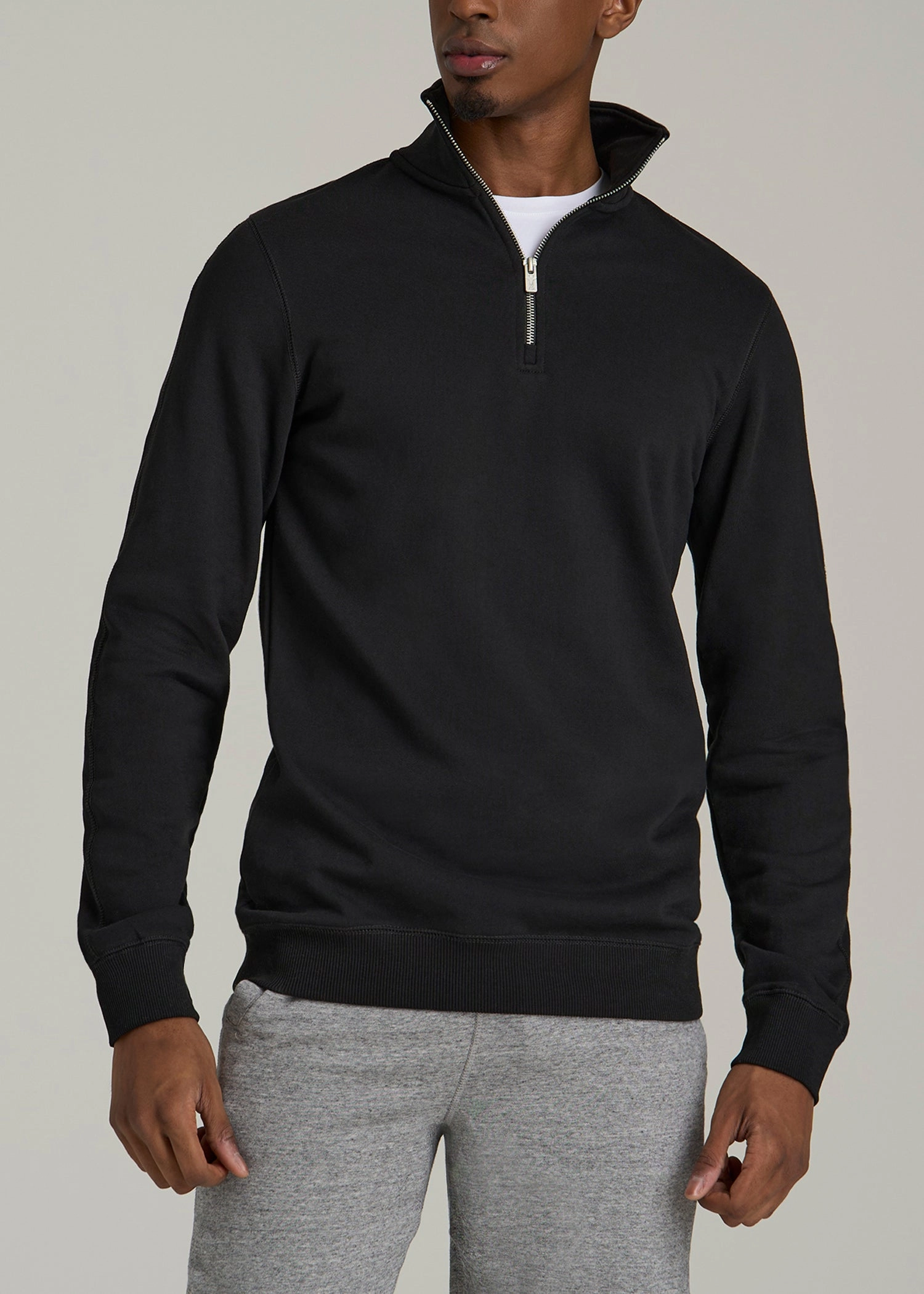 Cozy clothing Wearever 2.0 French Terry Quarter-Zip Tall Men's Sweatshirt in Black