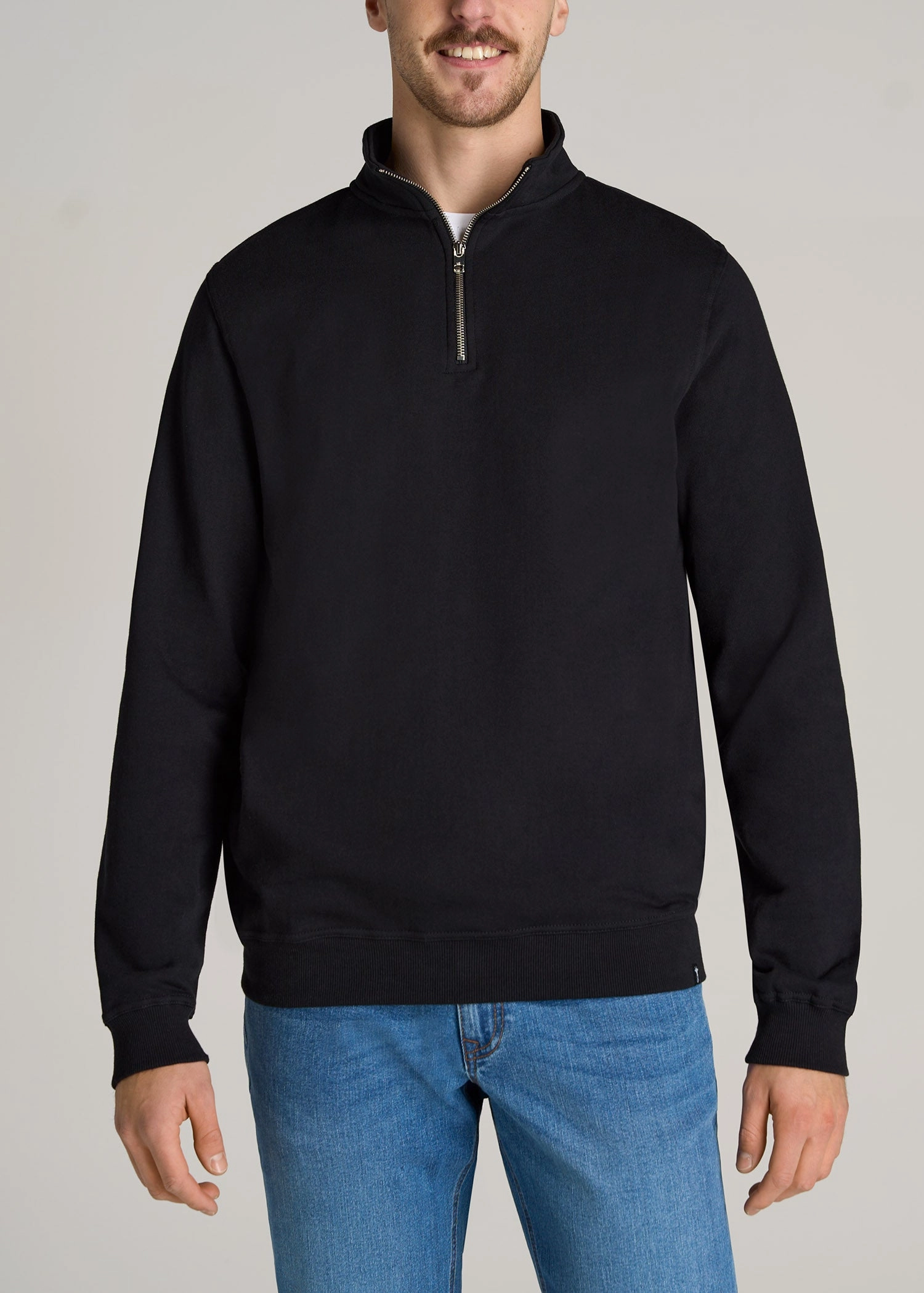 Wearever Fleece Quarter-Zip Tall Men's Sweatshirt in Black Coffee Run
