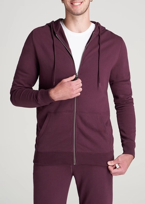 Wearever French Terry Full-Zip Men's Tall Hoodie in Maroon Active Wear Look