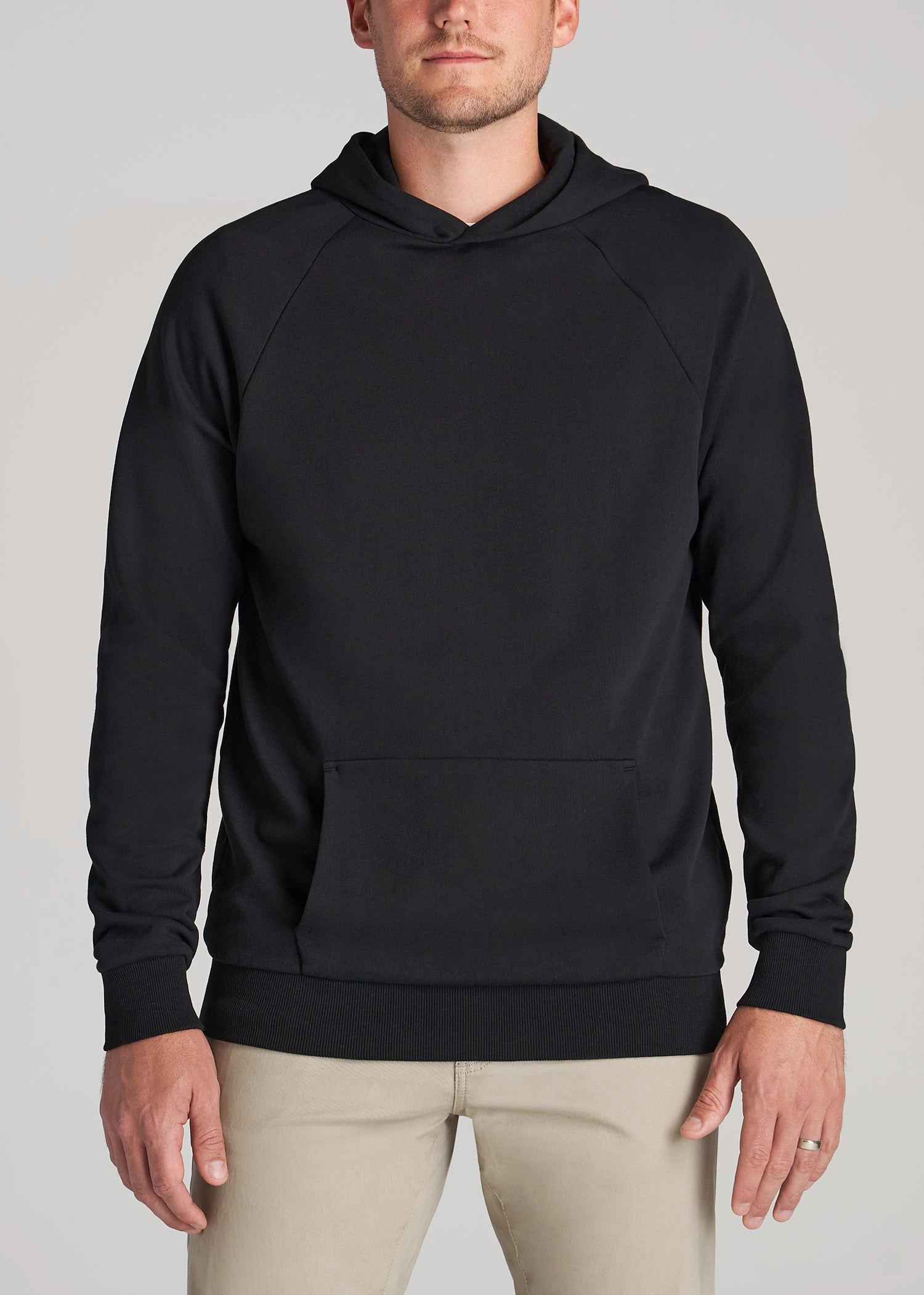 Sustainable young people Wearever French Terry Raglan Men's Tall Hoodie in Black