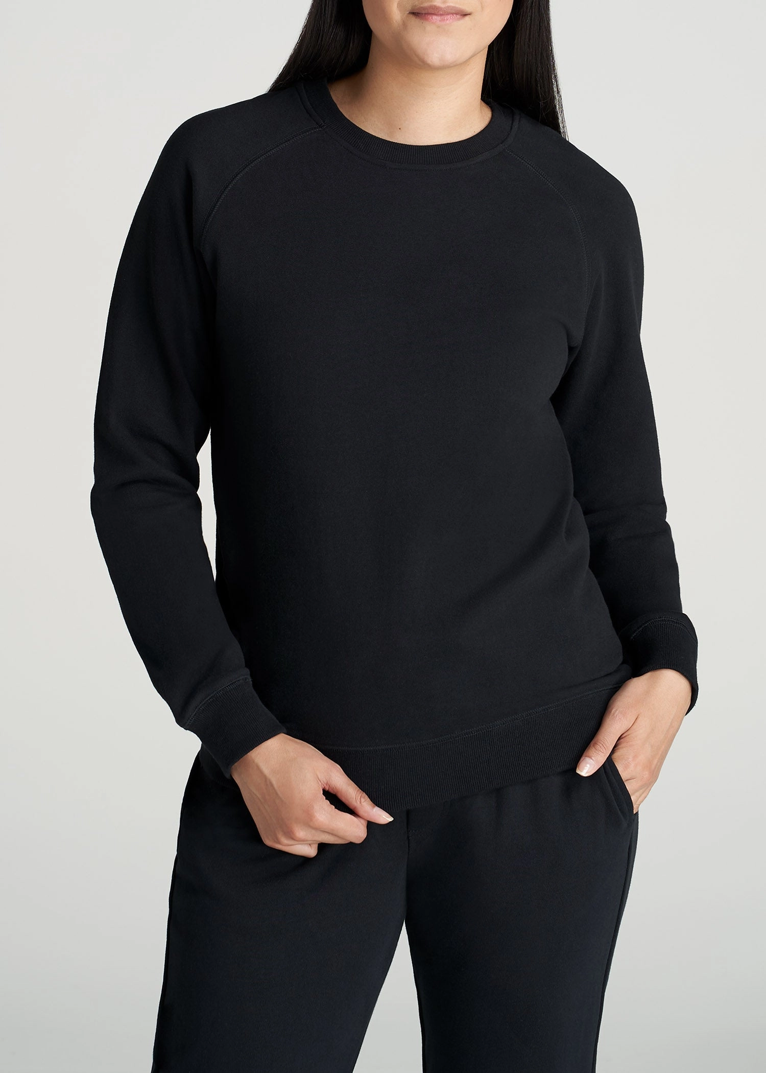 Wearever French Terry Women's Tall Crewneck Sweatshirt in Black family wear product custom made perfection