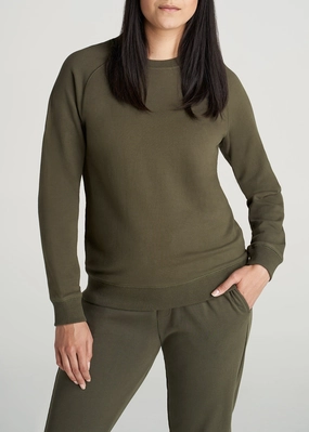 Unisex Comfort Wearever French Terry Women's Tall Crewneck Sweatshirt in Fern Green