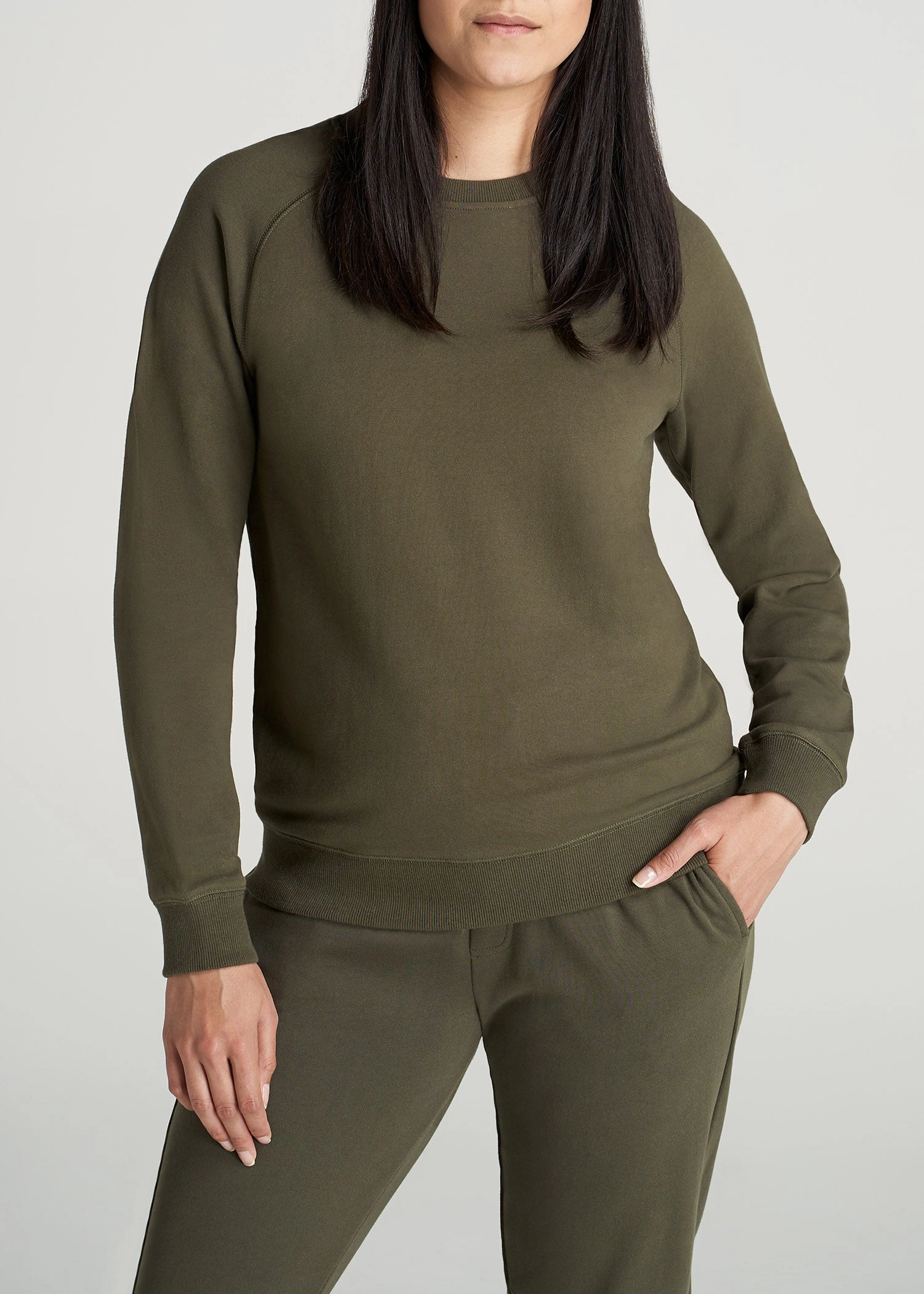 Wearever French Terry Women's Tall Crewneck Sweatshirt in Fern Green Cozy clothing perfect for anniversaries
