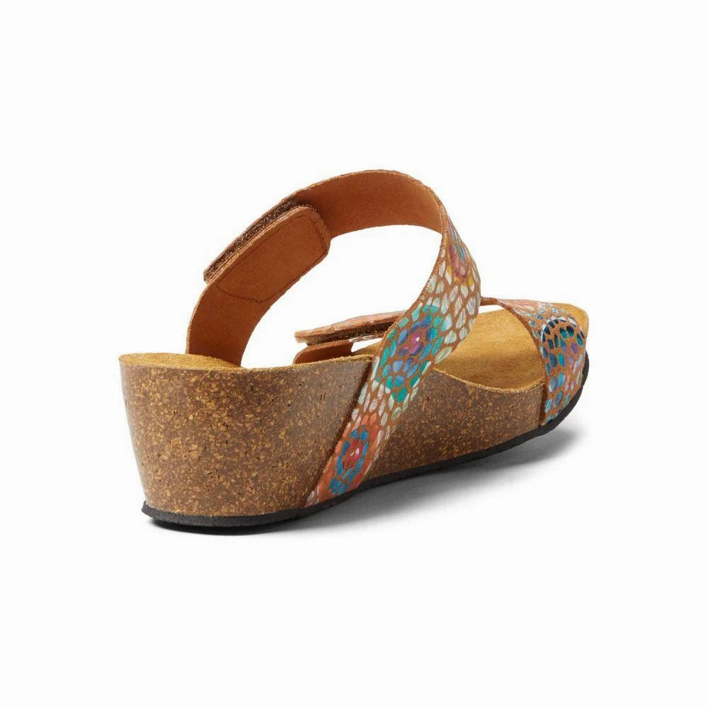 Eric Michael by Laurevan Women's Liat Wedge Sandal - Tan Mosaic Textured Tread