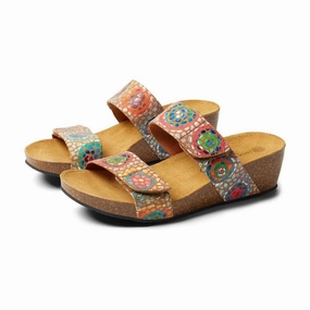 Chic Casual Footwear Breathable Summer Footwear Eric Michael by Laurevan Women's Liat Wedge Sandal - Tan Mosaic