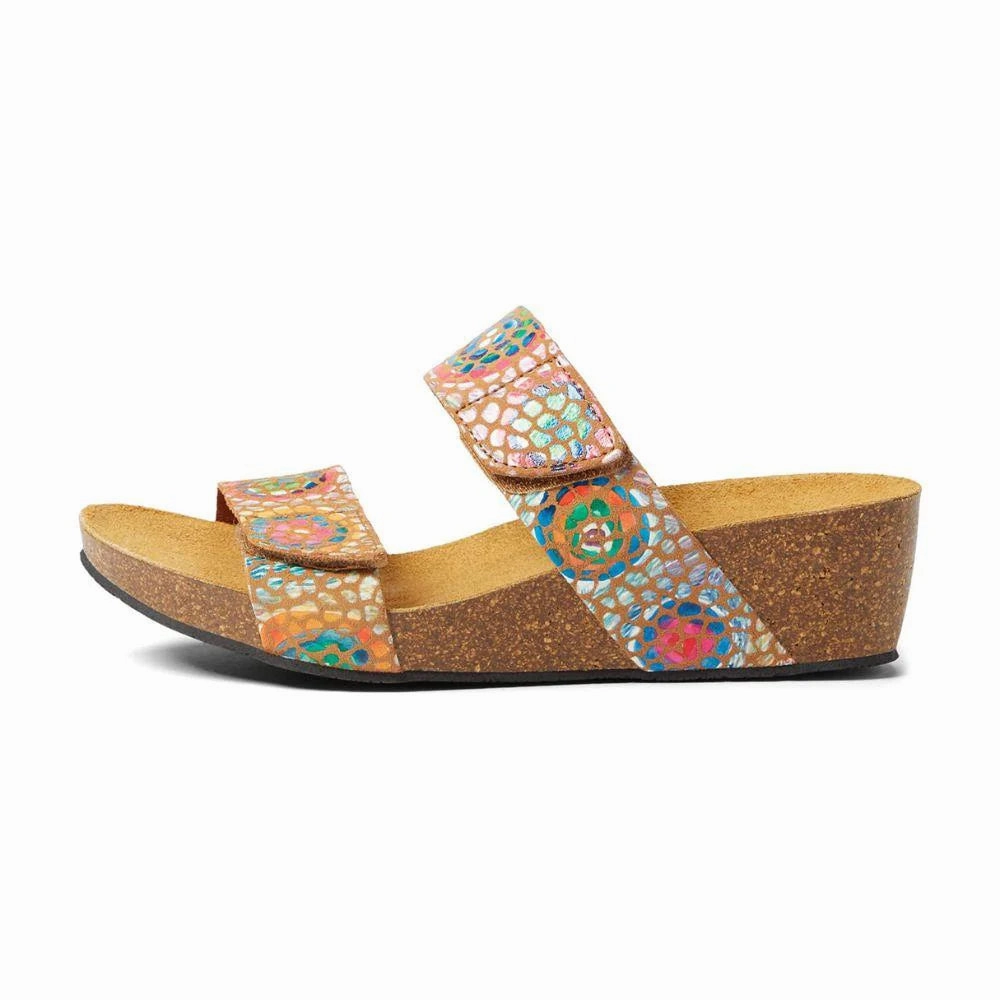 Sustainable materials Eric Michael by Laurevan Women's Liat Wedge Sandal - Tan Mosaic