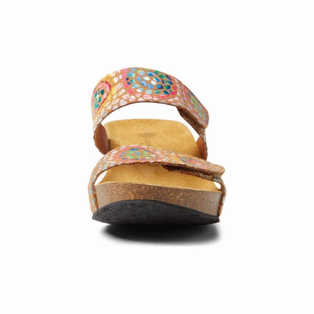 suede upper Recyclable Packaging Certified Eric Michael by Laurevan Women's Liat Wedge Sandal - Tan Mosaic