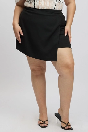 Chill Wear Ventilated Slits Black Wrapover Mini Skirt Skorts