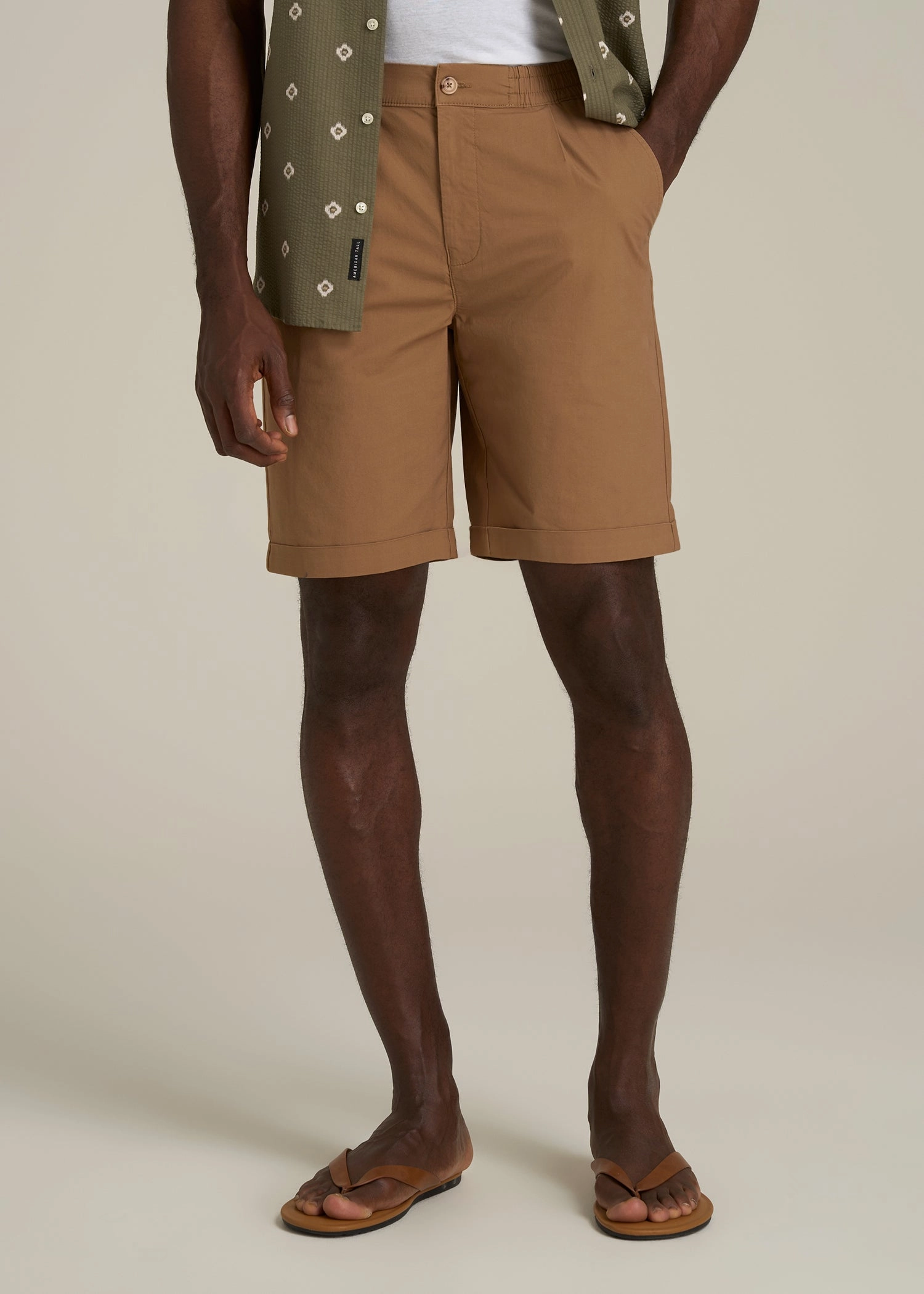 Bermuda Shorts for Tall Men in Russet Brown young adults finance industry