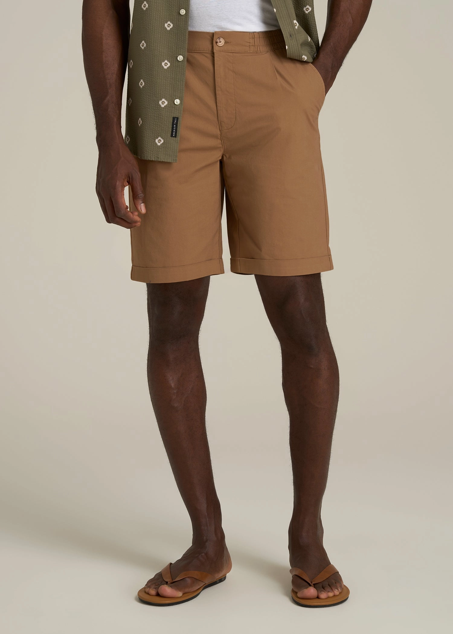 Bermuda Shorts for Tall Men in Russet Brown Tailored Cut