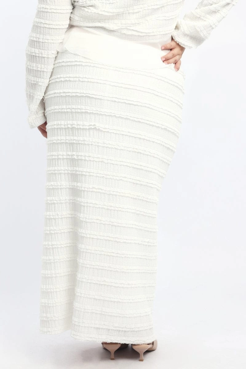 Department Store Style White Lace Maxi Skirt With Waist Trim
