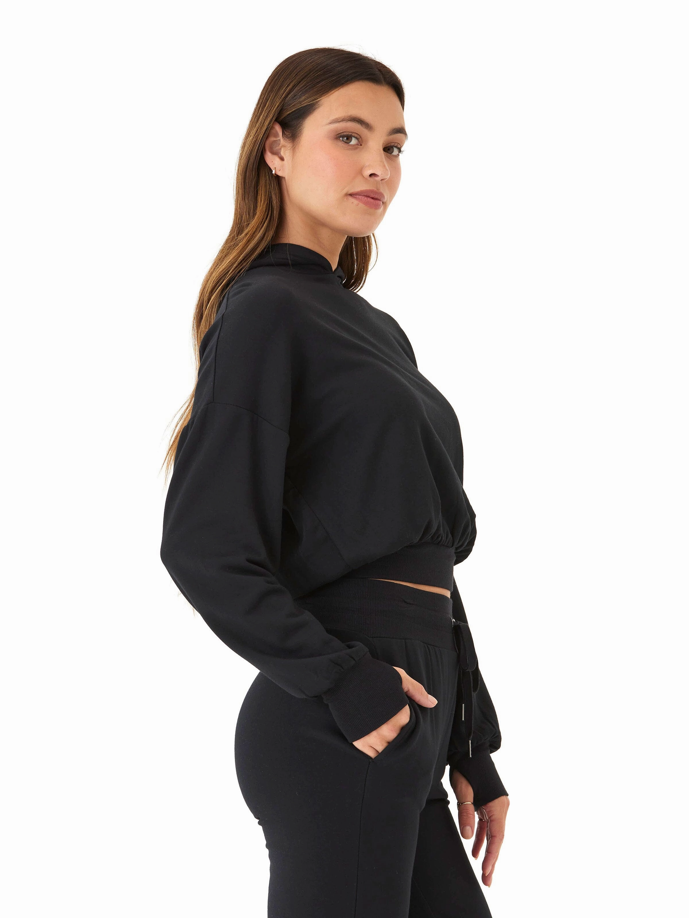 Extended Coverage Wenda Feather Fleece Pullover Hoodie