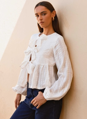 Western Wind Long Sleeve Top - White Mountain peak
