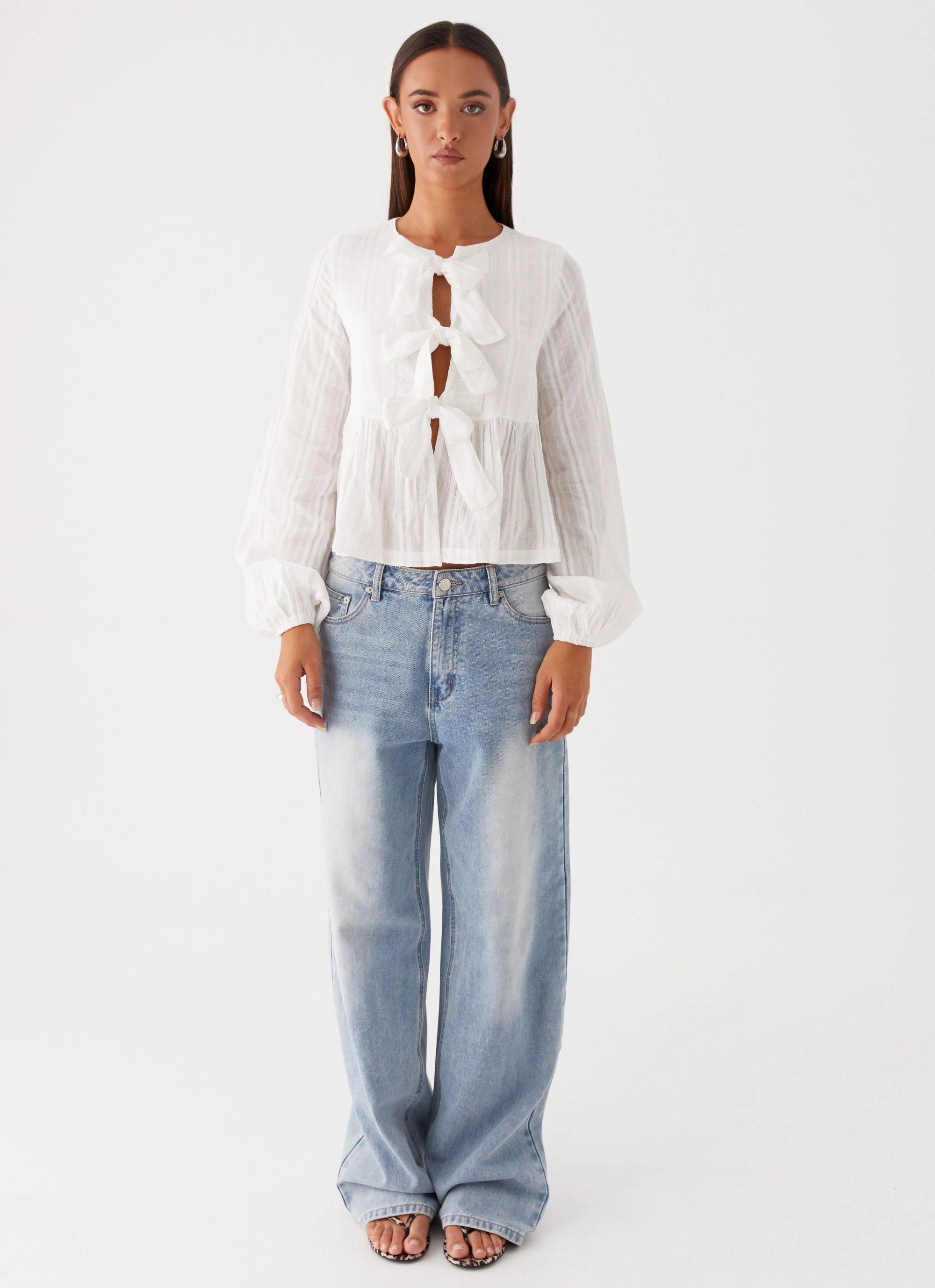 Western Wind Long Sleeve Top - White Painting