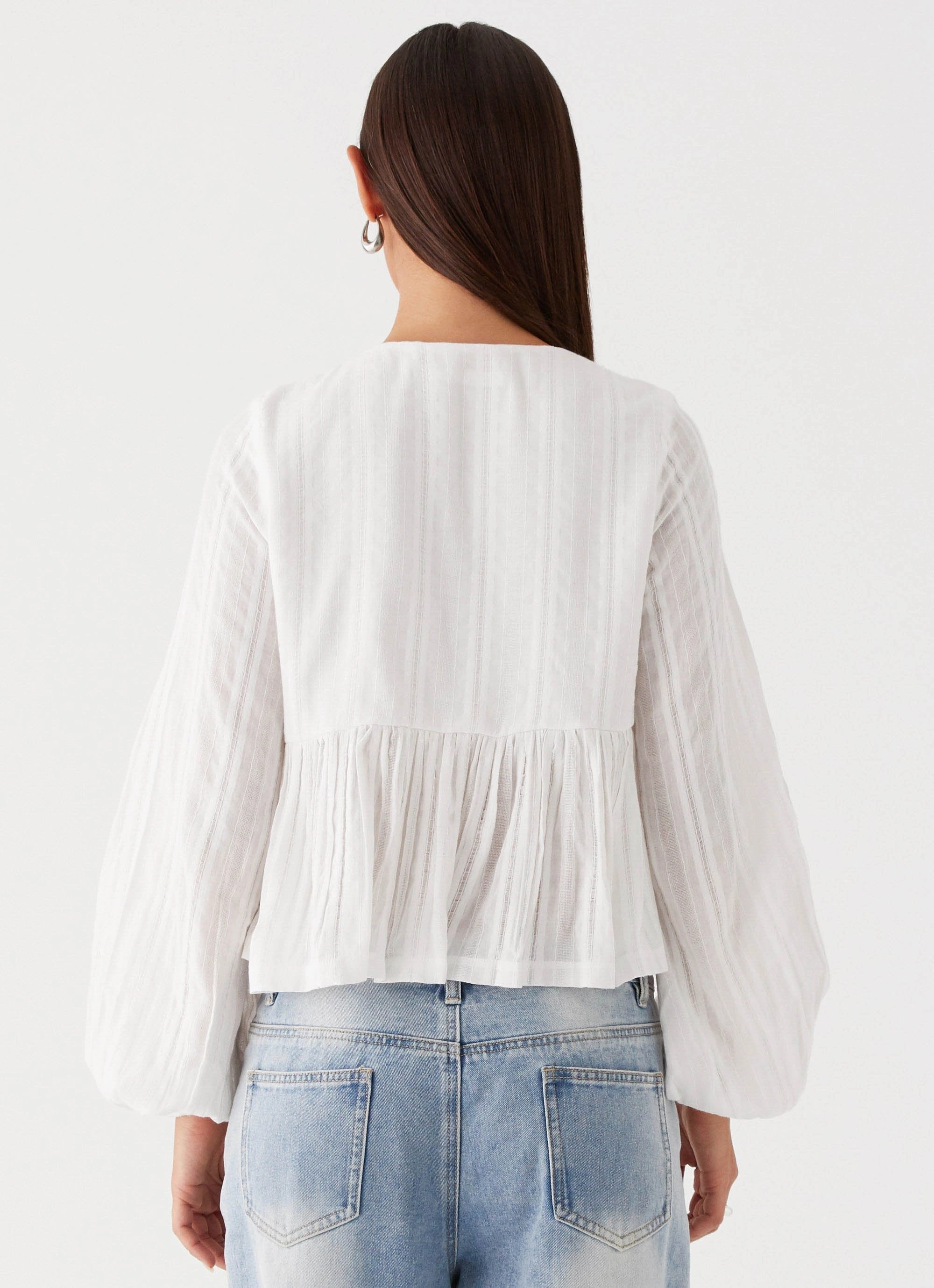 men Picnic Western Wind Long Sleeve Top - White