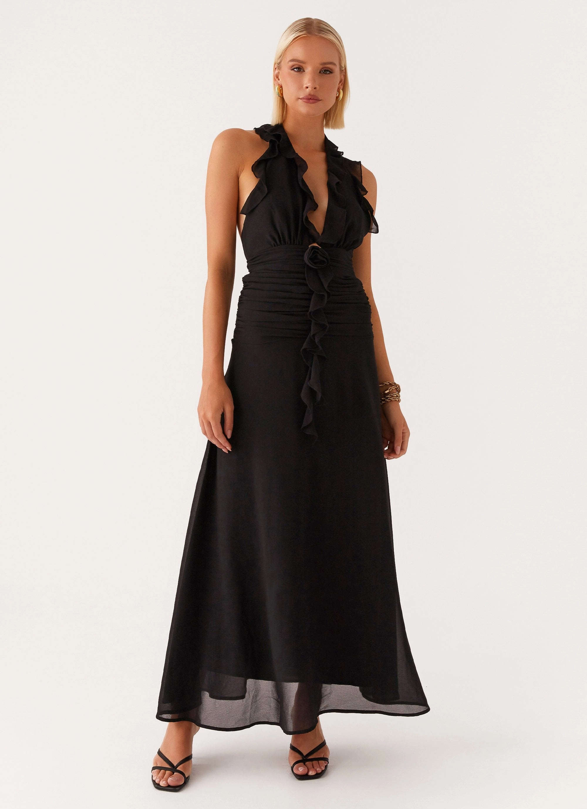 Retro Detail Urban appeal What You Need Frill Maxi Dress - Black