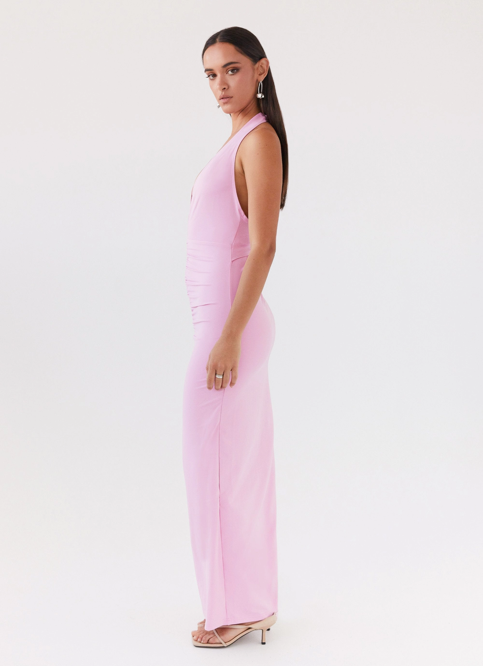 Whisked Away Halterneck Maxi Dress - Pink Designer-Label Cool Motion
