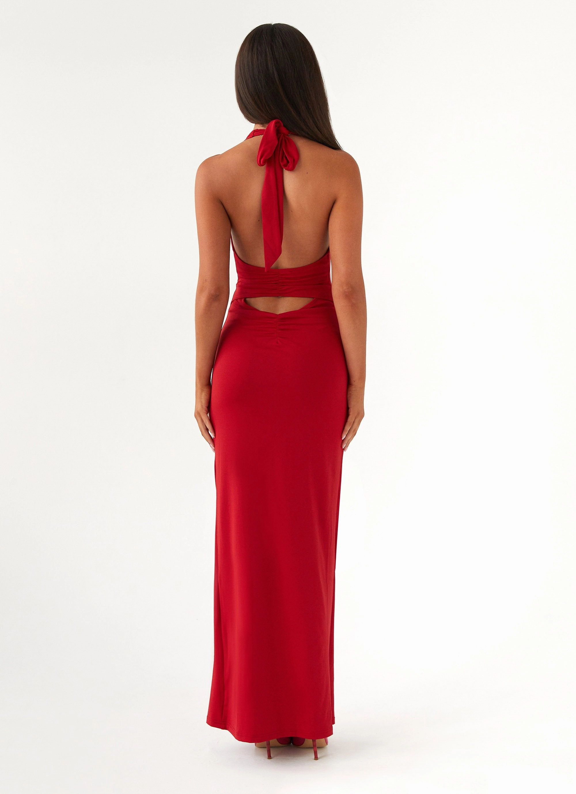Whisked Away Halterneck Maxi Dress - Red Flattering Cut Wear