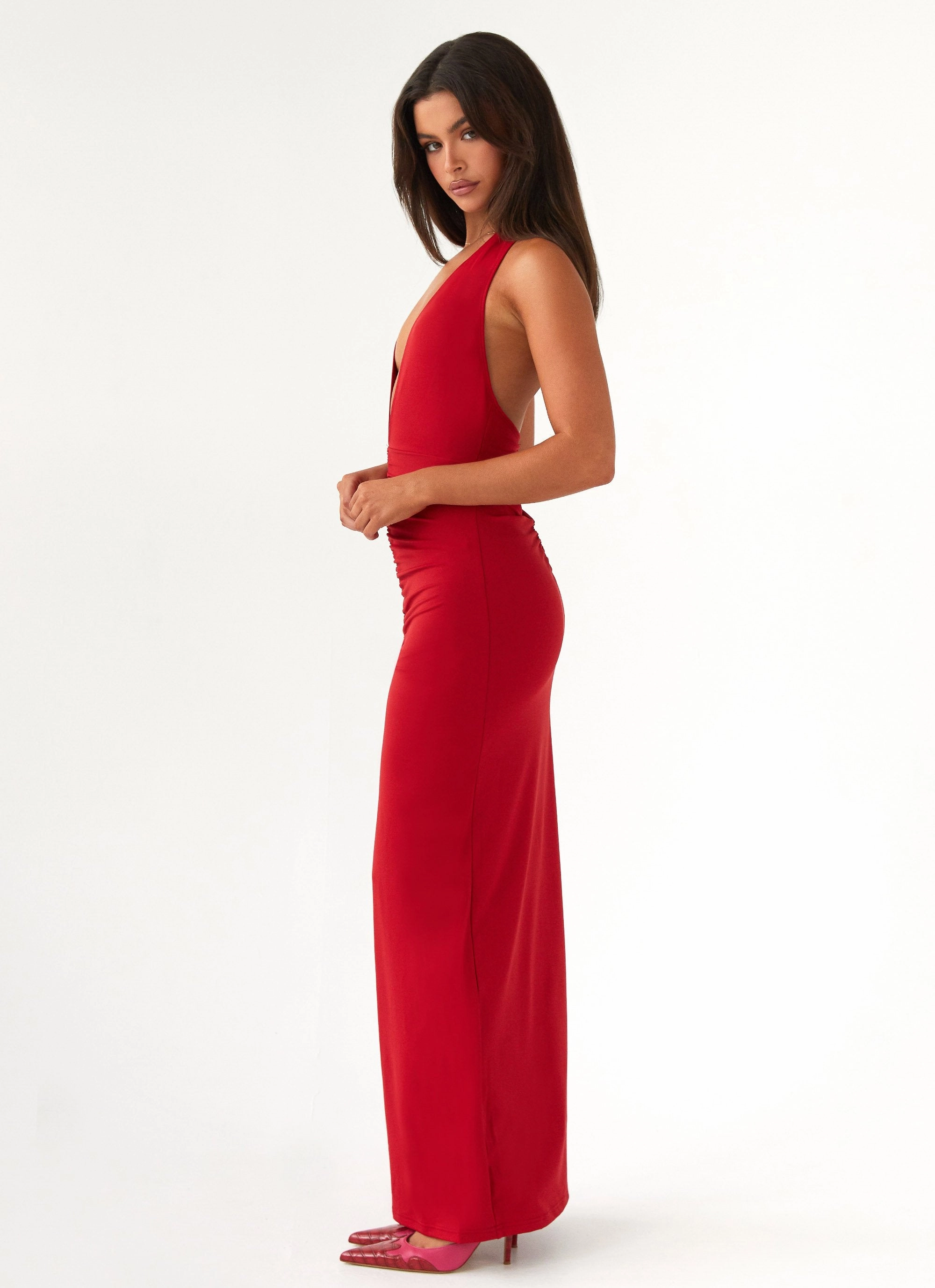 Field Fresh Whisked Away Halterneck Maxi Dress - Red