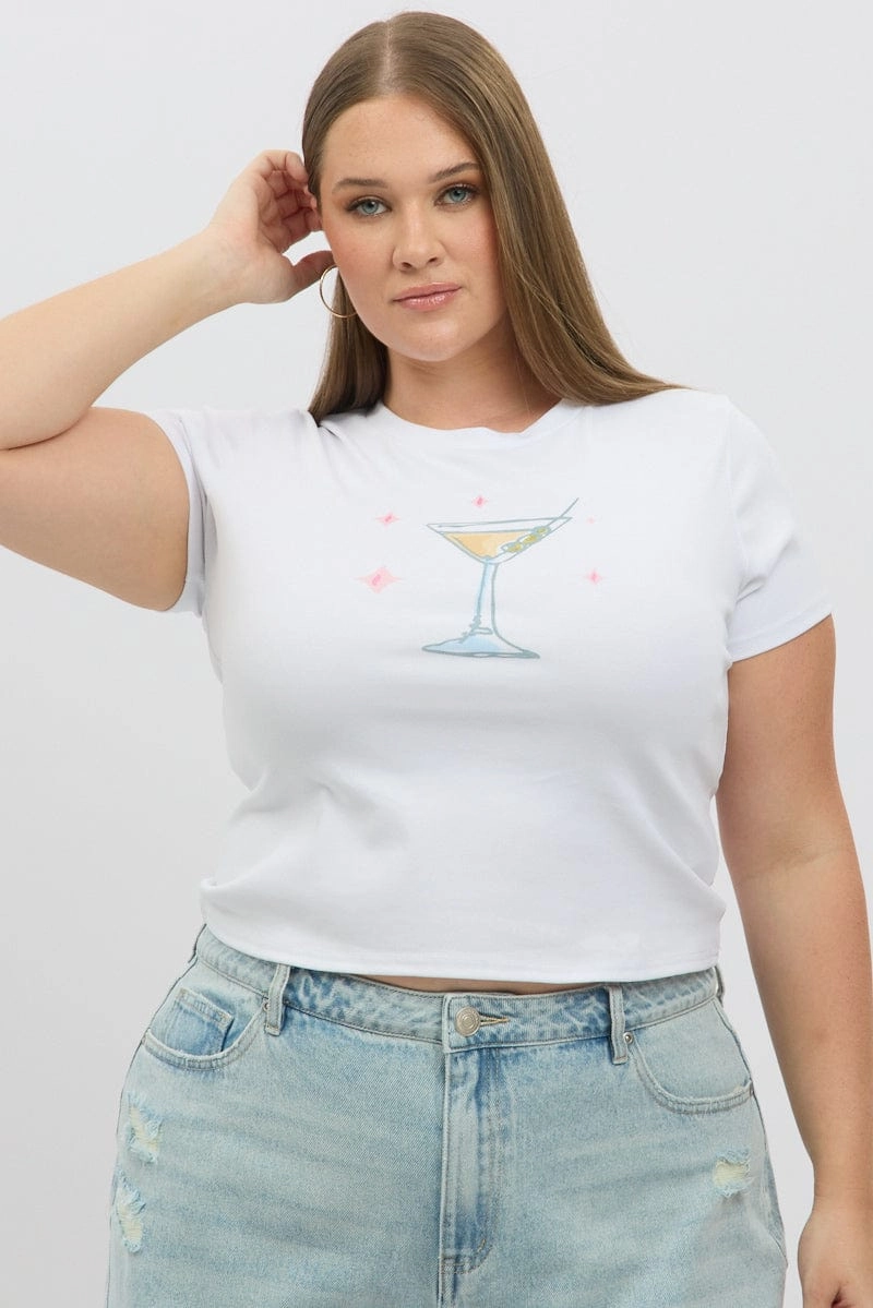 Daily Outfit Style White Baby Tee Short Sleeve Crew Neck