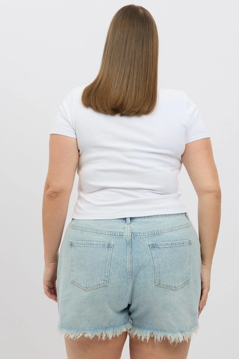 White Baby Tee Short Sleeve Crew Neck Perfect for Outdoors